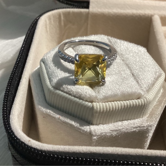 Gorgeous Canary yellow  CZ Diamond Solitaire diamond  ring - Picture 16 of 17